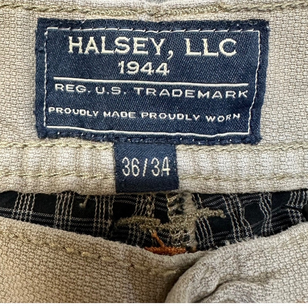 Halsey 44 Textured Dobby Pants Mens 34 Taupe Brown Good 5-Pocket Trousers - Picture 3 of 11